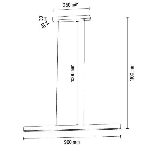 Lampa wisząca eco FORESTIER 158116104 LED 12W 3000K belka drewno czarna
