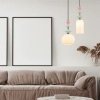 Ceramiczna lampa wisząca 22078 szklana kremowa mosiądz