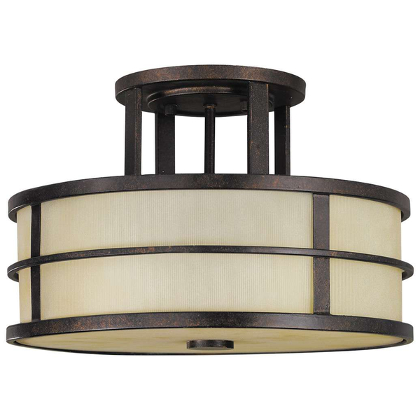 Plafon LAMPA sufitowa FE-FUSION-SF Elstead FEISS okrągła OPRAWA klasyczna abażurowa brąz