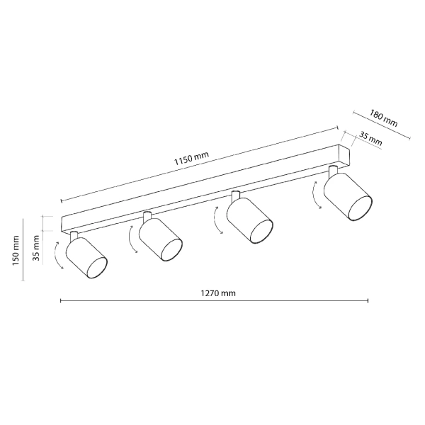 Techniczna sufitowa lampa Nex 10792 tubki na belce czarny