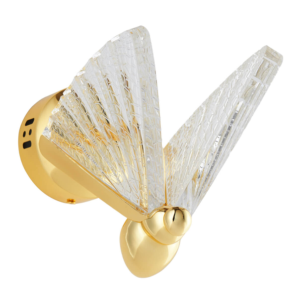 Ozdobny kinkiet ścienny Bee ST-W0612-1S LED 7W 3000K motyl szkło złoty