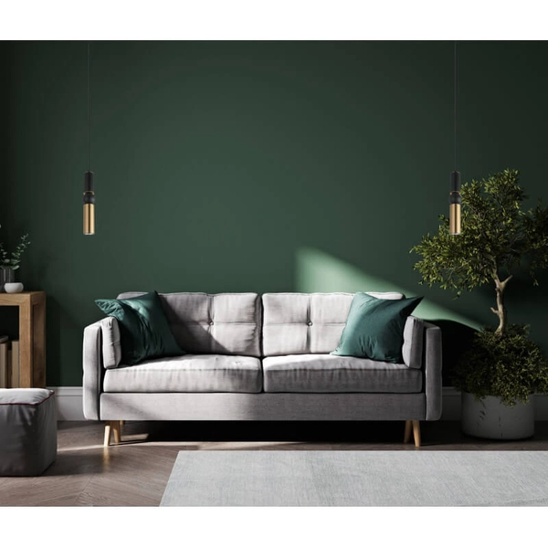 Metalowa lampa wisząca Isidora tuba do pokoju mosiądz czarna