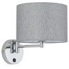 Tkaninowa lampa ścienna HOTEL MOOD 11788 z włącznikiem chrom szara