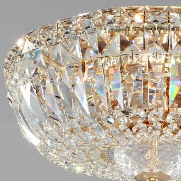 Plafon LAMPA sufitowa BASFOR DIA100-CL-03-G kryształowa OPRAWA glamour plafoniera crystal złota przezroczysta