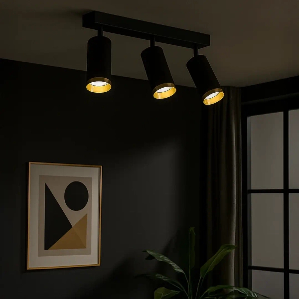 Potrójna natynkowa lampa Mica Spot ML2098 tubki do jadalni czarny