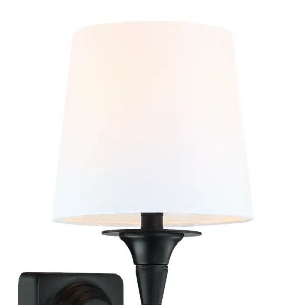 Materiałowa lampa ścienna AUSTIN W01149BK-WH abażurowa czarny biały