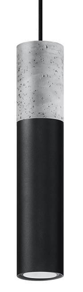 Skandynawska LAMPA wisząca SL.0650 tuba OPRAWA metalowy ZWIS okrągły beton czarny