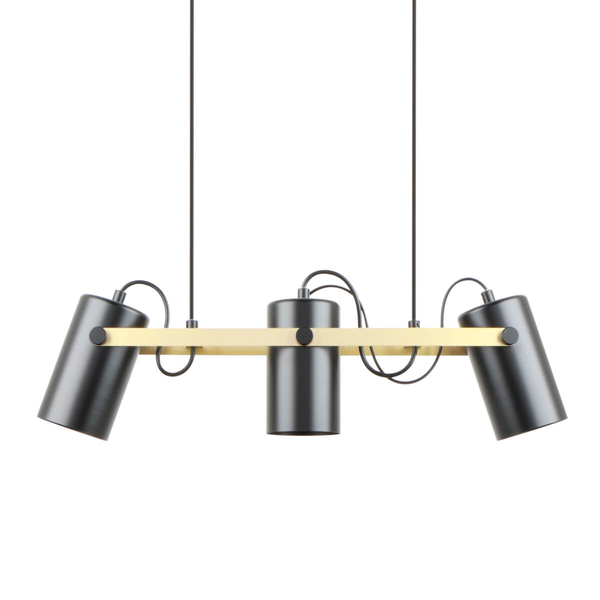 Lampa zwisowa potrójna Resi A8162-3A Zumaline tuby regulowane czarne złote