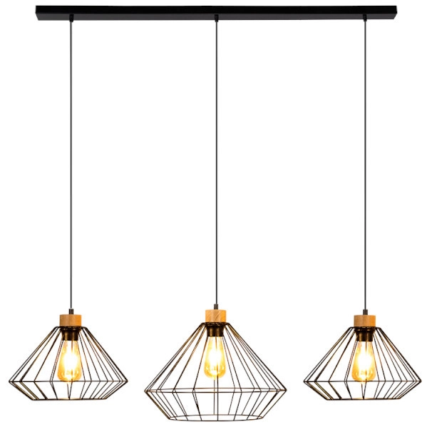 Wisząca lampa loft RAQUELLE 187349304 klatki metalowa industrialny czarny