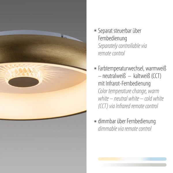 Lampa sufitowa na pilot VERTIGO mosiądz 14384-60 1xLED 29W 2700-5000K okrągła