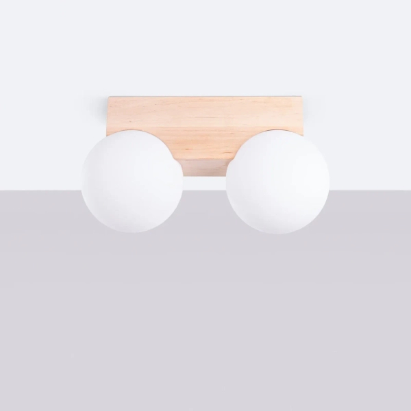 Sufitowa lampa balls BULBO SL.1683 drewniana biała 2xG9 na korytarz