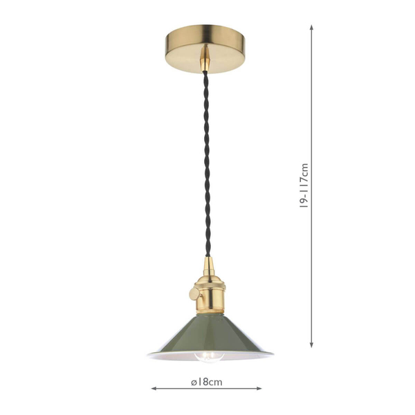 Lampa wisząca nad stół Hadano HAD0140-07 Dar Lighting zielona mosiądz