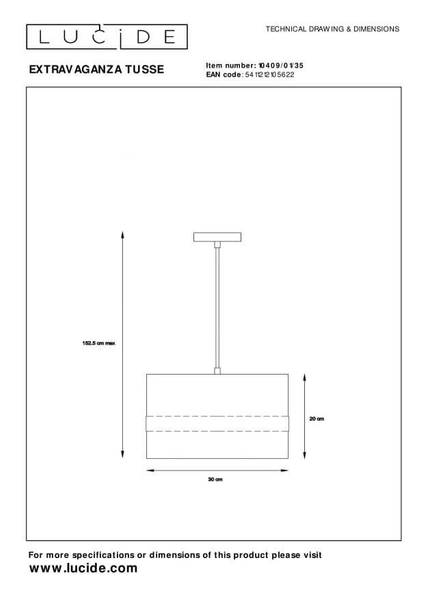 Lampa wisząca Tusse 10409/01/35 Lucide okrągła niebieska złota