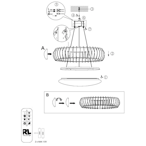 Żyrandol salonowy Monte R32171930 LED 40W 3000-6500K pilot drewno biały