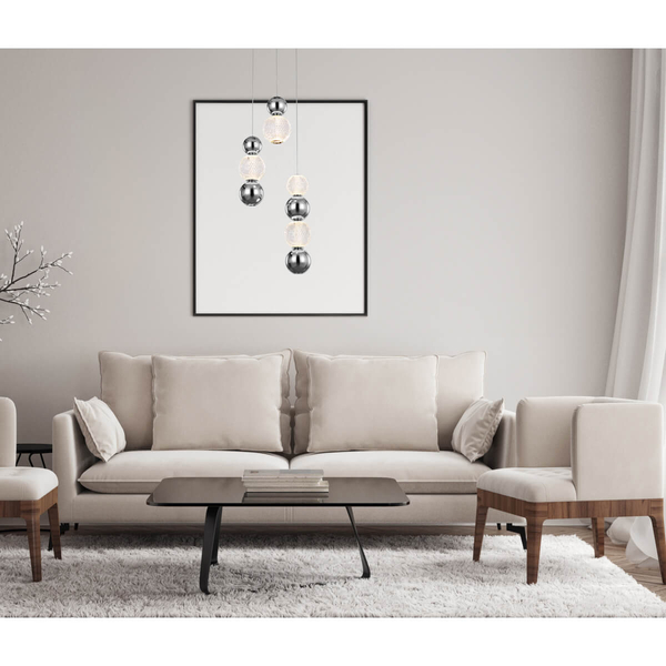 Kulista lampa wisząca Oter PND-83728-21W-3K-CH Italux LED 21W 3000K chrom przezroczysty