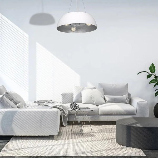 Lampa wisząca MORGAN MLP4477 Milagro salonowa OPRAWA okrągła biała srebrna