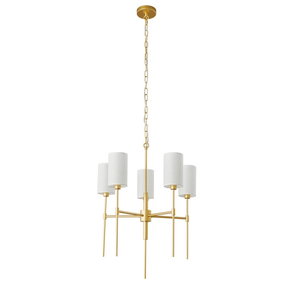 Abażurowa lampa wisząca DARLING ST-9501-5 GOLD złoty biały