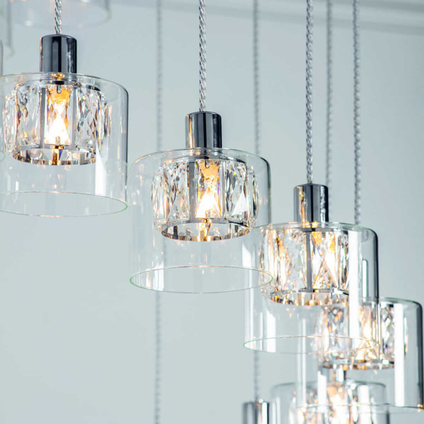 Sypialniana lampa wisząca Verina 76518 Endon transparentny chrom