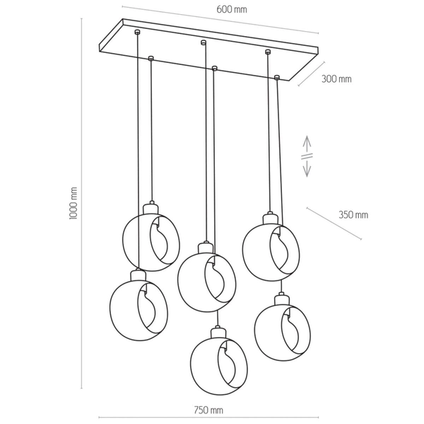 Wielopunktowa lampa wisząca Cyklop 2756 TK Lighting loft szklana patyna