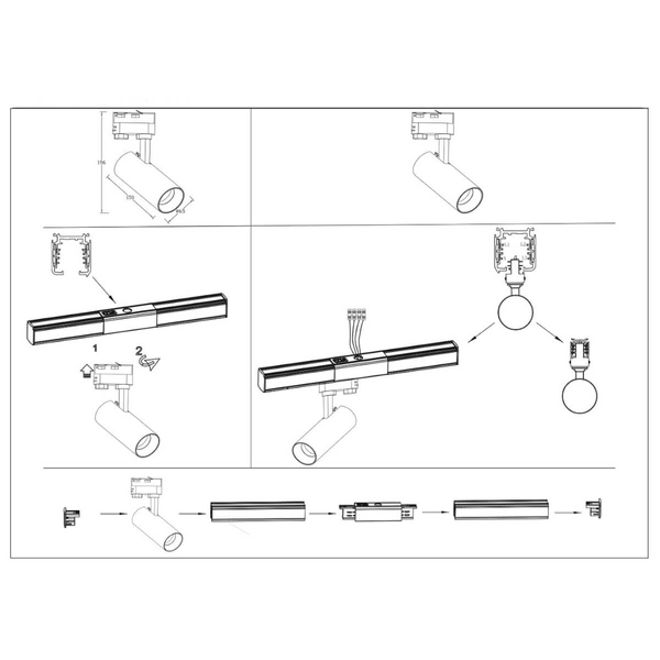 LAMPA sufitowa ICE LP-732/1R 3W BK Light Prestige metalowa OPRAWA reflektorek do systemu szynowego 1-fazowego tuba czarna
