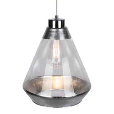 Lampa wisząca MISTRAL 15840128 loftowa szklany stożek chrom przezroczysty