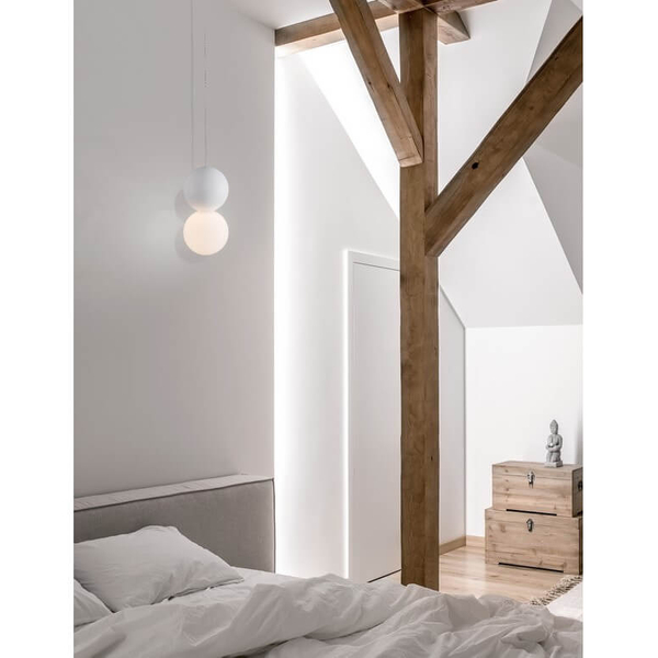 Betonowa lampa wisząca IBAGUE LE42063 nad stół kulista biały