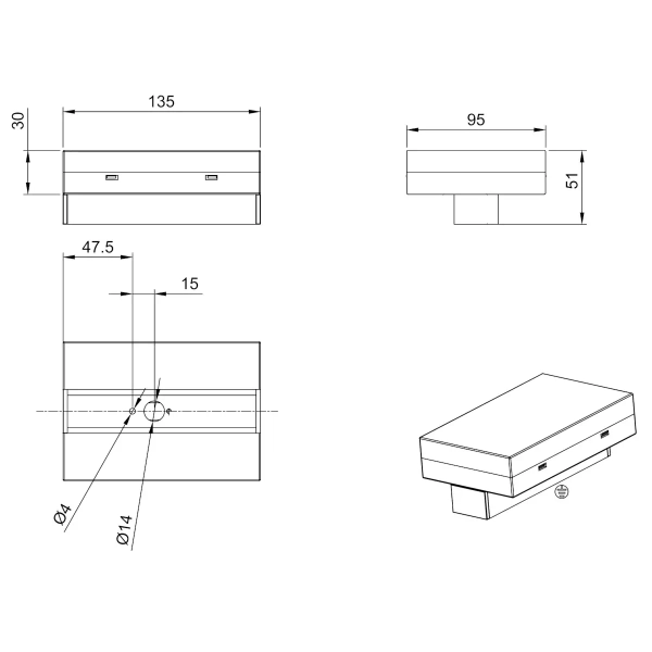 Zasilacz do szyn z przełącznikiem Duoline 701187 Trio srebrny