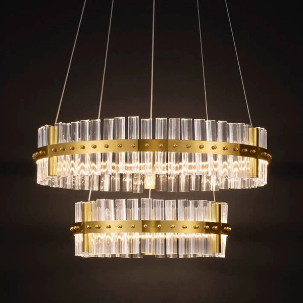 Podwójna lampa wisząca MAYO LE44226 LED 67W 3500K kryształowa złota