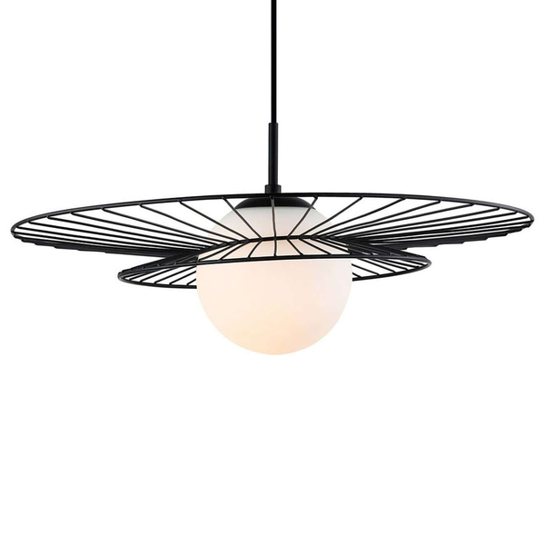 LAMPA wisząca ALISON MDM-4001/1 BK Italux druciana OPRAWA szklana kula ball ZWIS loft czarny biały