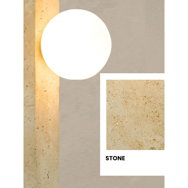 Ścienna lampa kamienna 25315 kulista okrągła biała beżowa