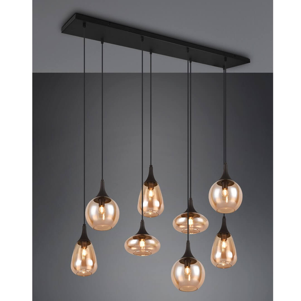 Kaskadowa lampa wisząca na listwie VESTARI DL813317000 czarna bursztynowa