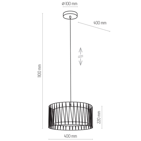 Lampa wisząca okrągła Harmony 1654 TK Lighting tkaninowa czarna