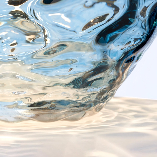 Szklana lampa stołowa QN-SAMARA-TL-BLU na biurko niebieska