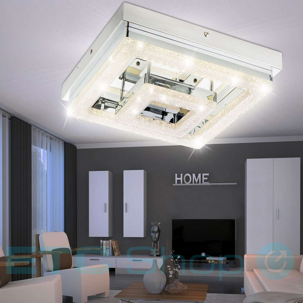 Plafon LAMPA sufitowa FOGO 49246-16 Globo kryształowa OPRAWA kwadratowa LED 16W glamour crystal przezroczysta corliano