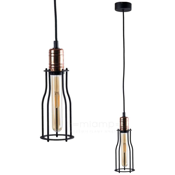 Industrialna LAMPA wisząca WORKSHOP 6337 Nowodvorski drut OPRAWA ZWIS pręt miedź czarny