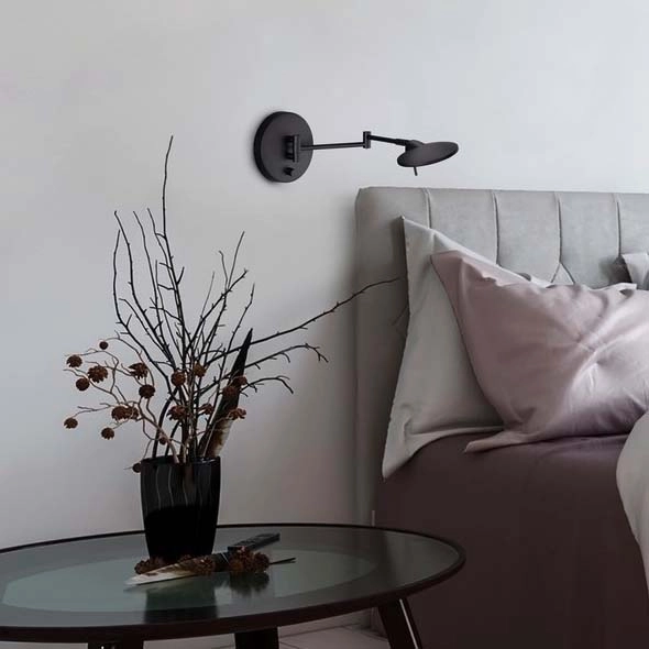 Czarna lampa ścienna Kazan 274770132 kinkiet LED 8W 3000K ruchomy