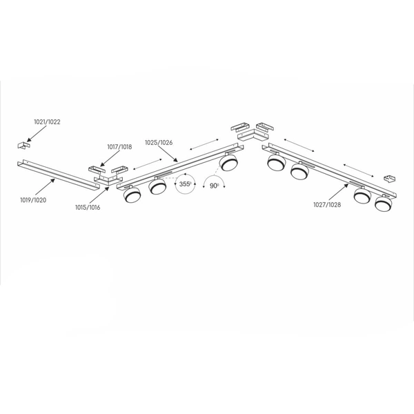 Modułowy system Drop 1027 BROSline obrotowy reflektor punkty czarna