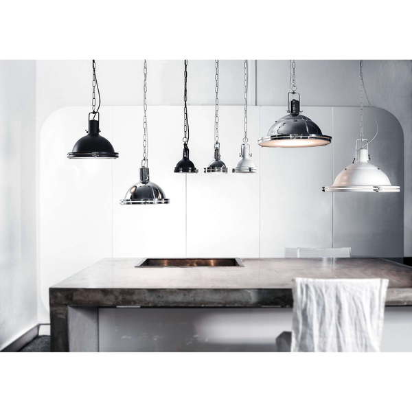 Industrialna LAMPA wisząca NAUTILIUS L 10263103 Kaspa okrągła OPRAWA metalowy ZWIS na łańcuchu chrom