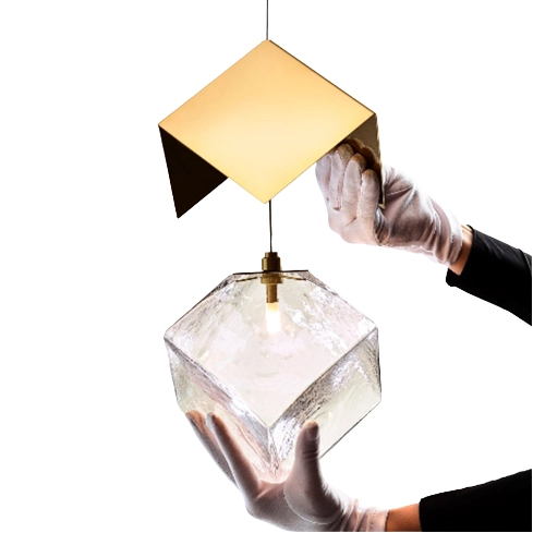 Nowoczesna lampa wisząca CGICECUBE kostka lodu złota