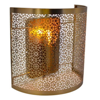 Ażurowy kinkiet do sypialni Hermine mosiężna lampa ścienna