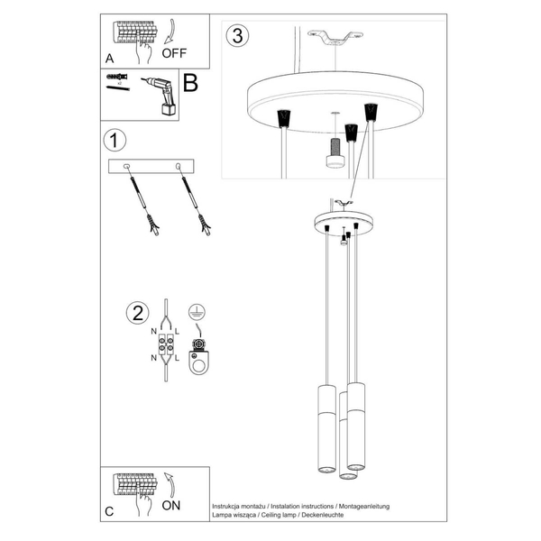 Wisząca lampa loftowa SL.1013 nad wyspę biała drewniana