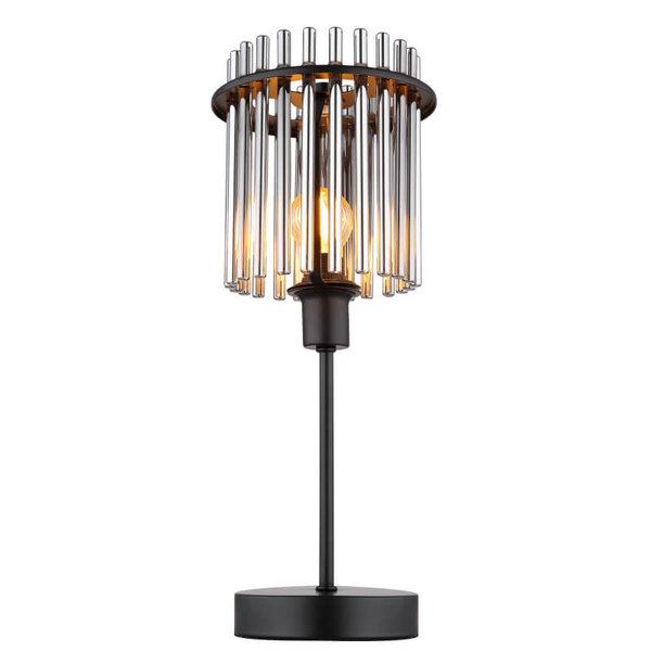 Stołowa lampka szklana GORLEY 15698T loftowa czarna przydymiona