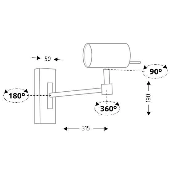Kinkiet LAMPA ścienna FUSSA 2209 Shilo regulowana OPRAWA sufitowa metalowy reflektorek tuba czarna