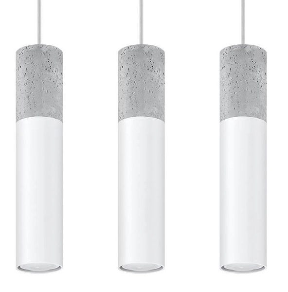 Wisząca LAMPA skandynawska SL.0649 loftowa OPRAWA tuby ZWIS metalowy beton biały