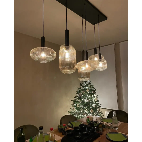 Loftowa lampa zwisowa Maloto 45386/07/62 Lucide molekuły szklane czarne