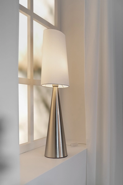 Lampa na biurko Conus 108624 Markslojd klosz materiałowy nikiel