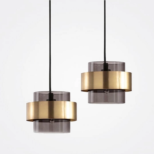 Wisząca lampa loftowa CGBANDBRASS hol mosiądz przydymiona