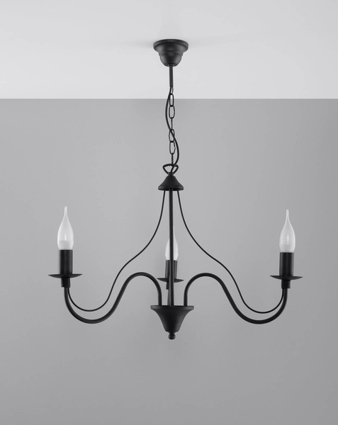 Żyrandol LAMPA wisząca SL.0217 świecznikowa OPRAWA klasyczna ZWIS na łańcuchu maria teresa czarny