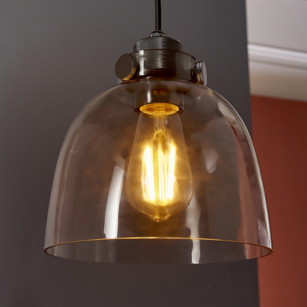 Wisząca lampa nad stół L&-180954 Light& szklany klosz dymiona czarna