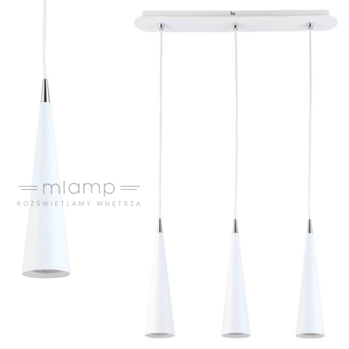LAMPA wisząca PIETRO WH FH31803-AJ13 WH Italux metalowa OPRAWA stożki sople ZWIS na listwie dzwon biały
